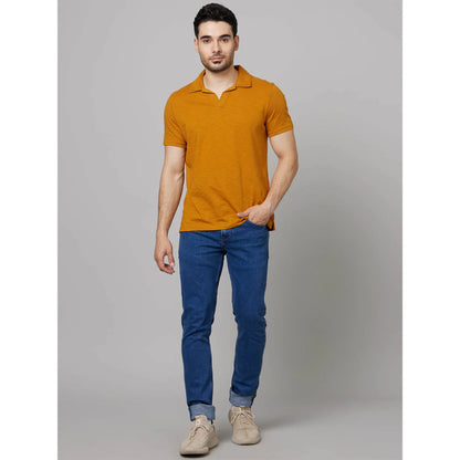 Mustard Solid Cotton Polo