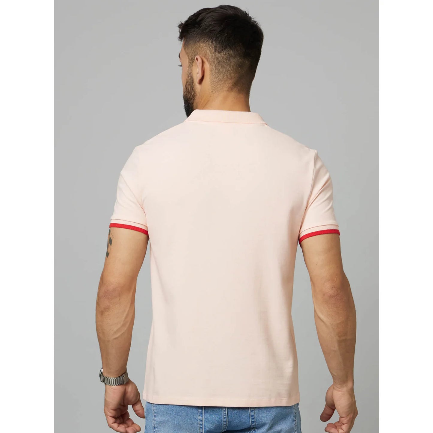 Pink Solid Cotton Polo