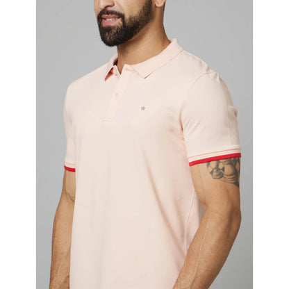 Pink Solid Cotton Polo