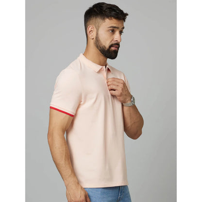 Pink Solid Cotton Polo