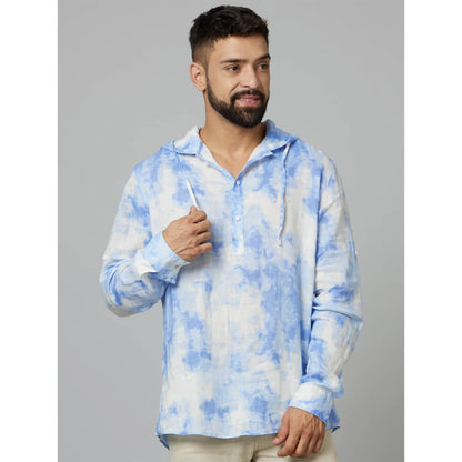 Blue Tie Dye Linen Shirt