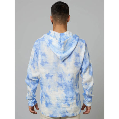 Blue Tie Dye Linen Shirt