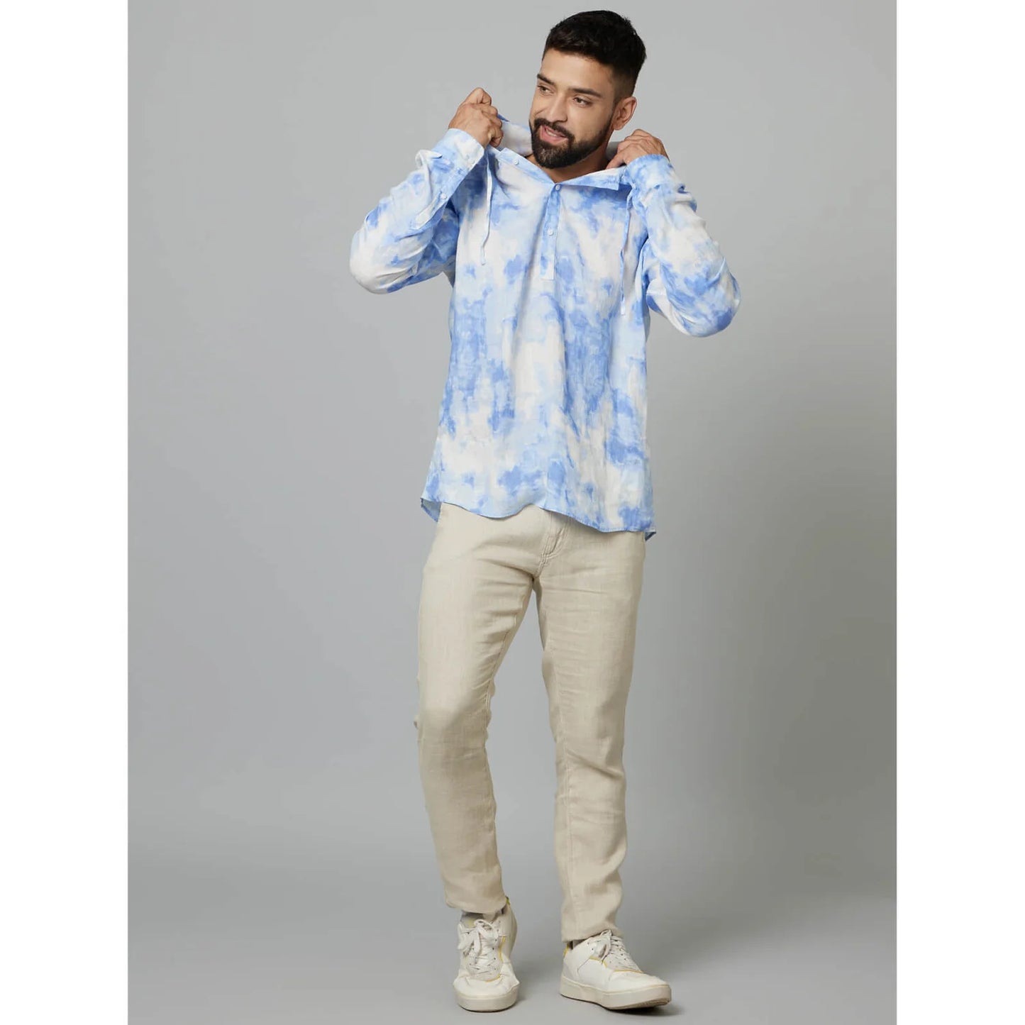 Blue Tie Dye Linen Shirt