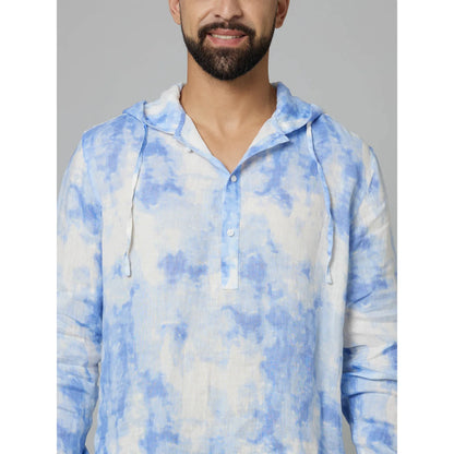 Blue Tie Dye Linen Shirt