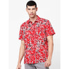Celio* Printed Regular Fit Cotton Red Shirt