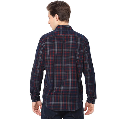 Navy Blue Checks Cotton Shirt