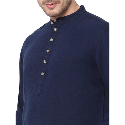 Navy Blue Solid Cotton Shirt