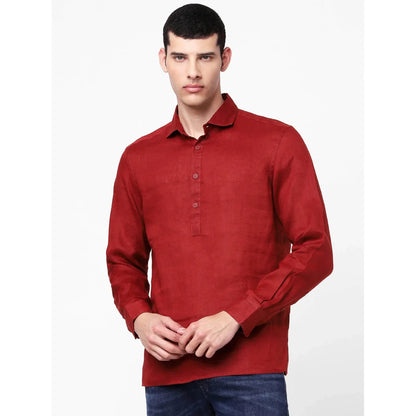 Red Solid Linen Shirt