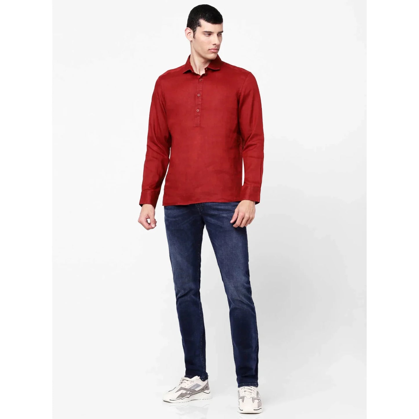 Red Solid Linen Shirt