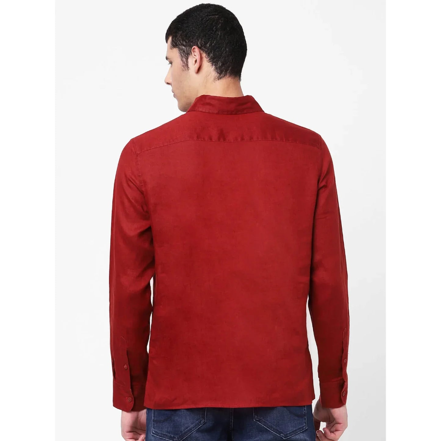 Red Solid Linen Shirt