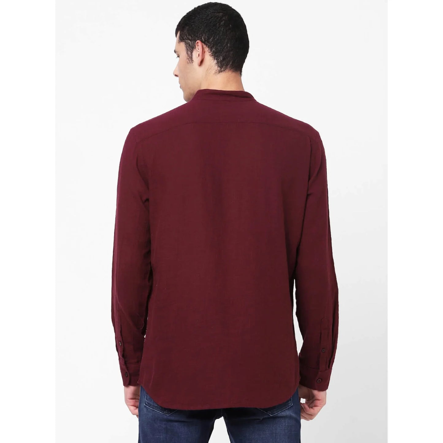 Burgundy Slub Cotton Shirt