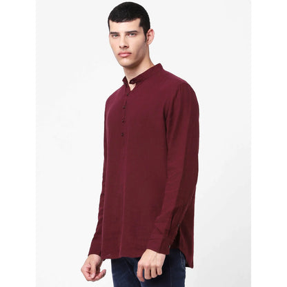 Burgundy Slub Cotton Shirt