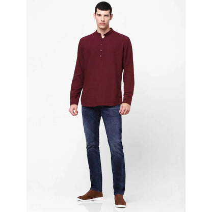 Burgundy Slub Cotton Shirt