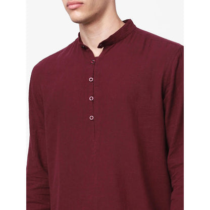 Burgundy Slub Cotton Shirt