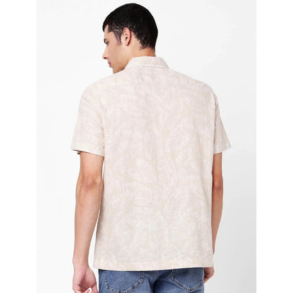 Beige Printed Cotton Shirt