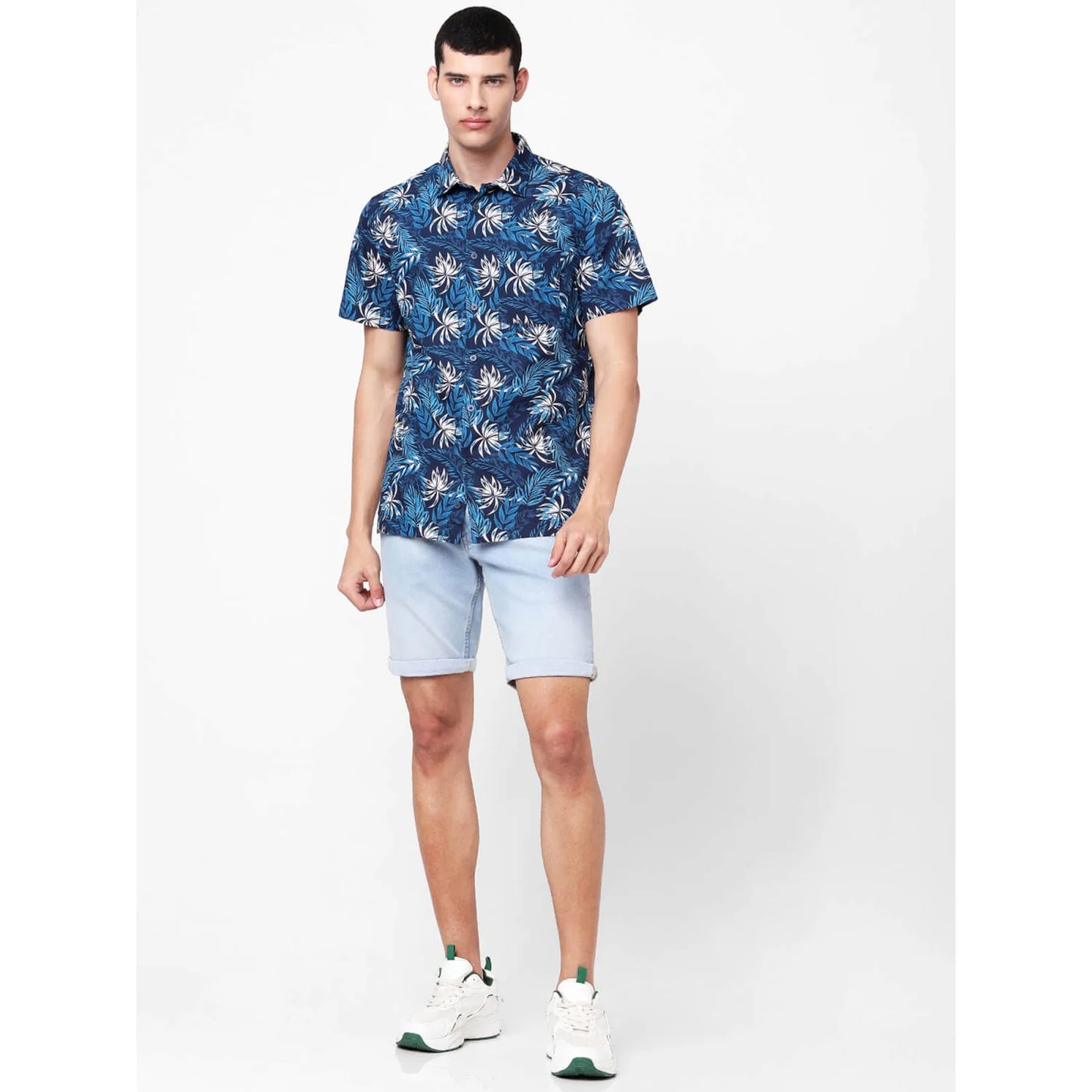 Blue Printed Cotton Shirt