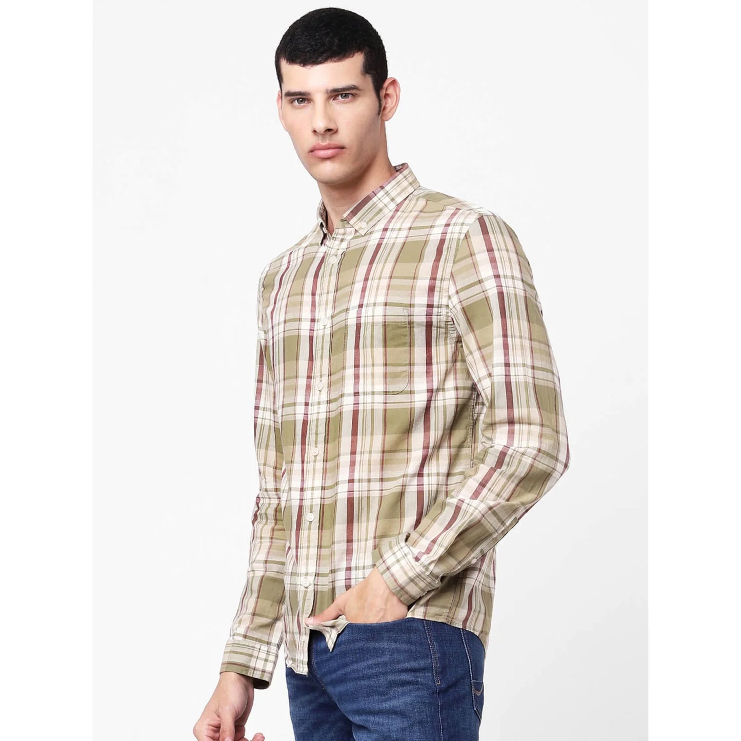 Green Checks Cotton Shirt