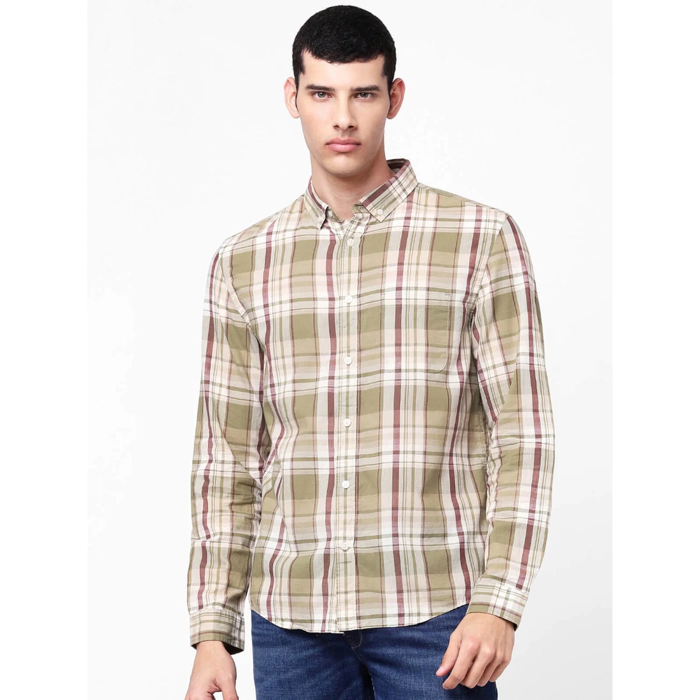 Green Checks Cotton Shirt