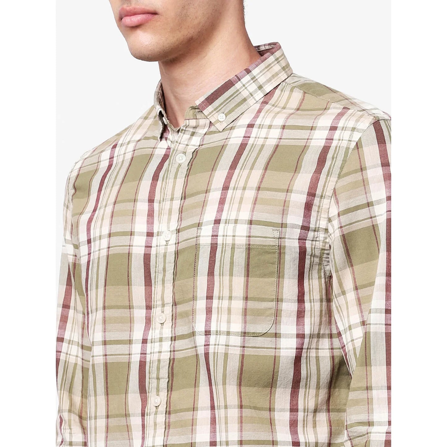 Green Checks Cotton Shirt