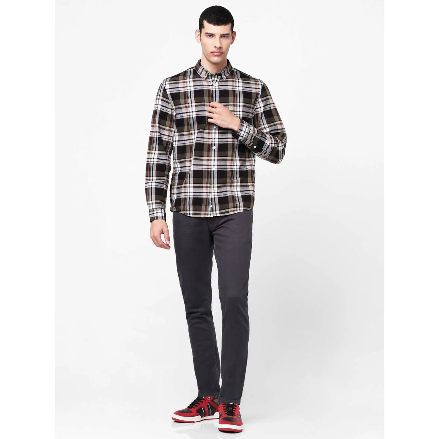 Khaki Checks Cotton Shirt