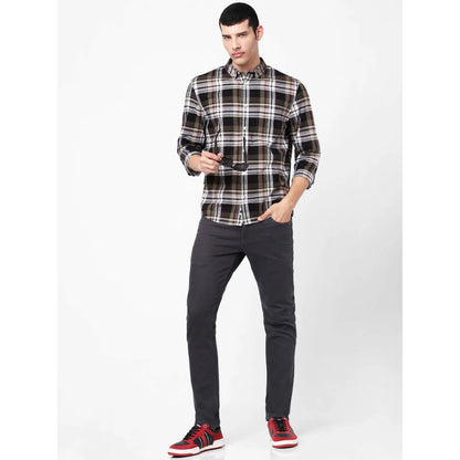 Khaki Checks Cotton Shirt