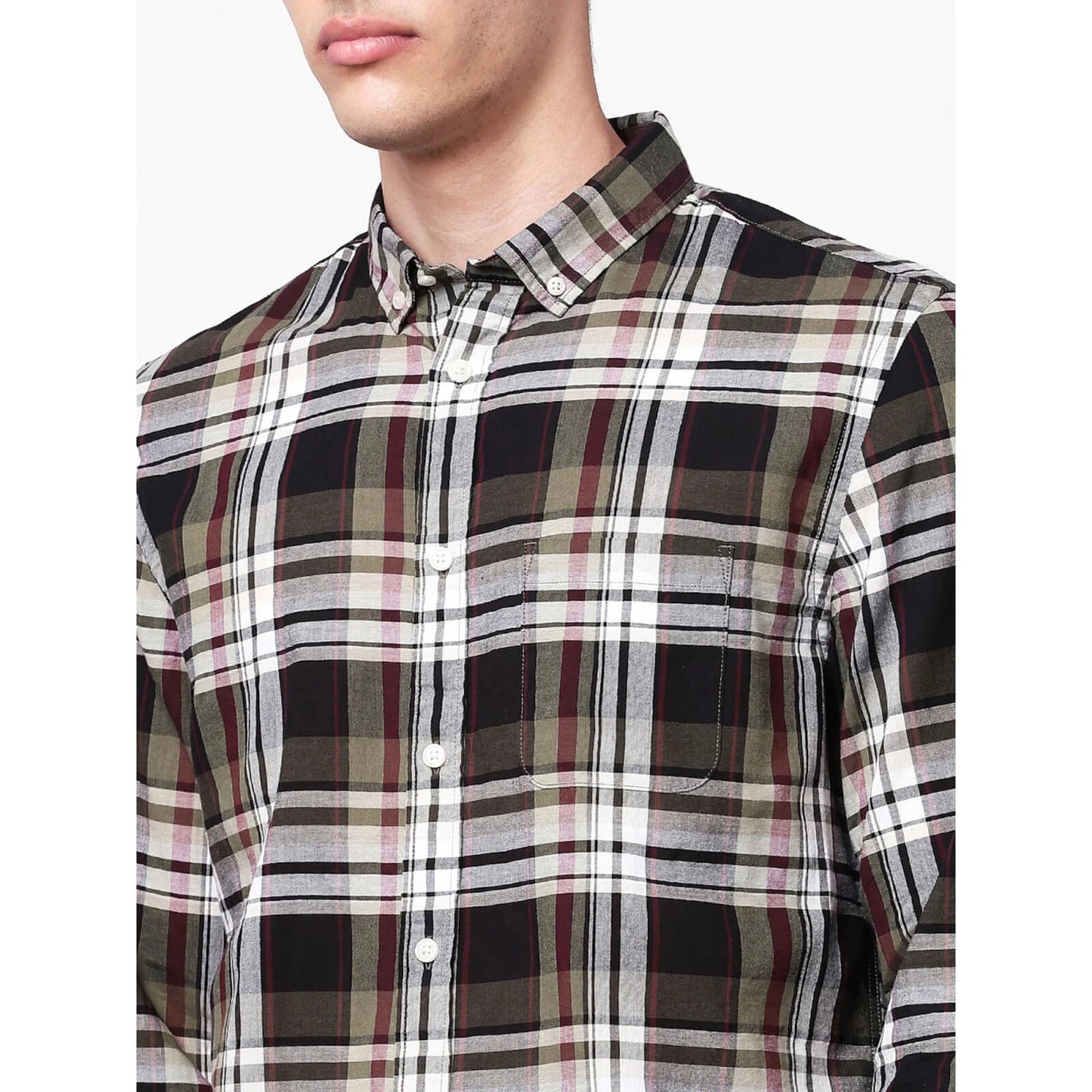 Khaki Checks Cotton Shirt