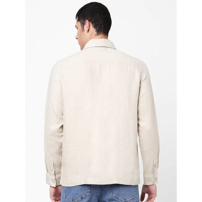 Beige Solid Linen Shirt