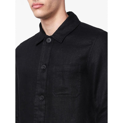 Black Solid Linen Shirt