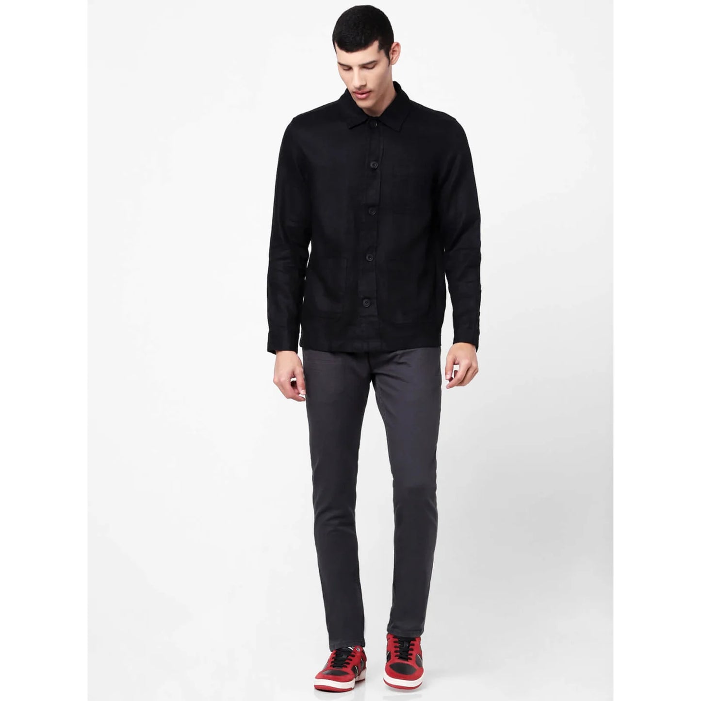 Black Solid Linen Shirt