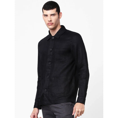 Black Solid Linen Shirt