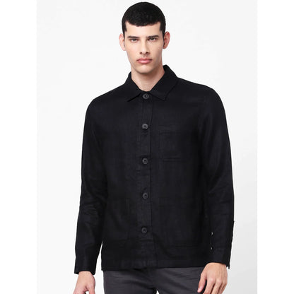 Black Solid Linen Shirt