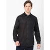 Celio* Solid Regular Fit Linen Black Shirt