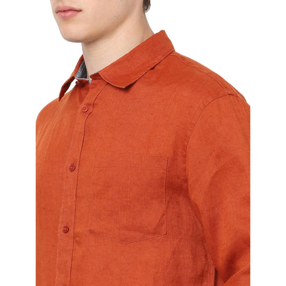 Rust Solid Linen Shirt