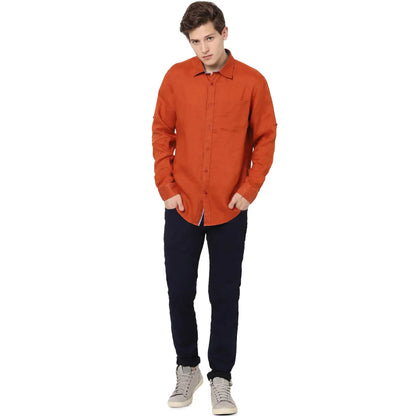 Rust Solid Linen Shirt