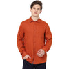 Celio* Solid Regular Fit Linen Rust Shirt