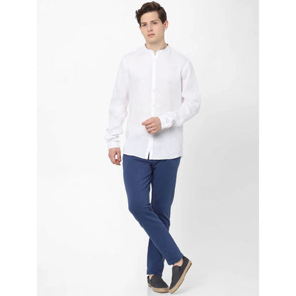 White Solid Linen Shirt