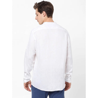 White Solid Linen Shirt