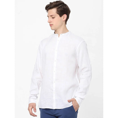 White Solid Linen Shirt