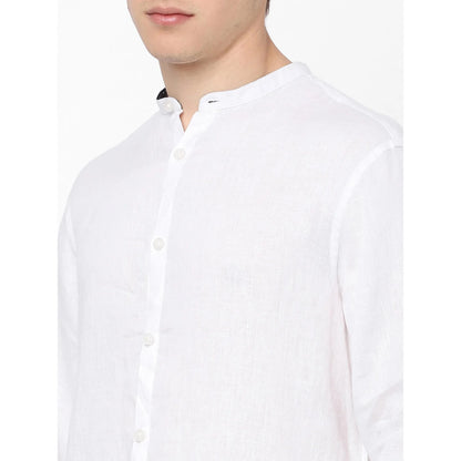 White Solid Linen Shirt