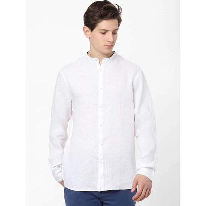 White Solid Linen Shirt