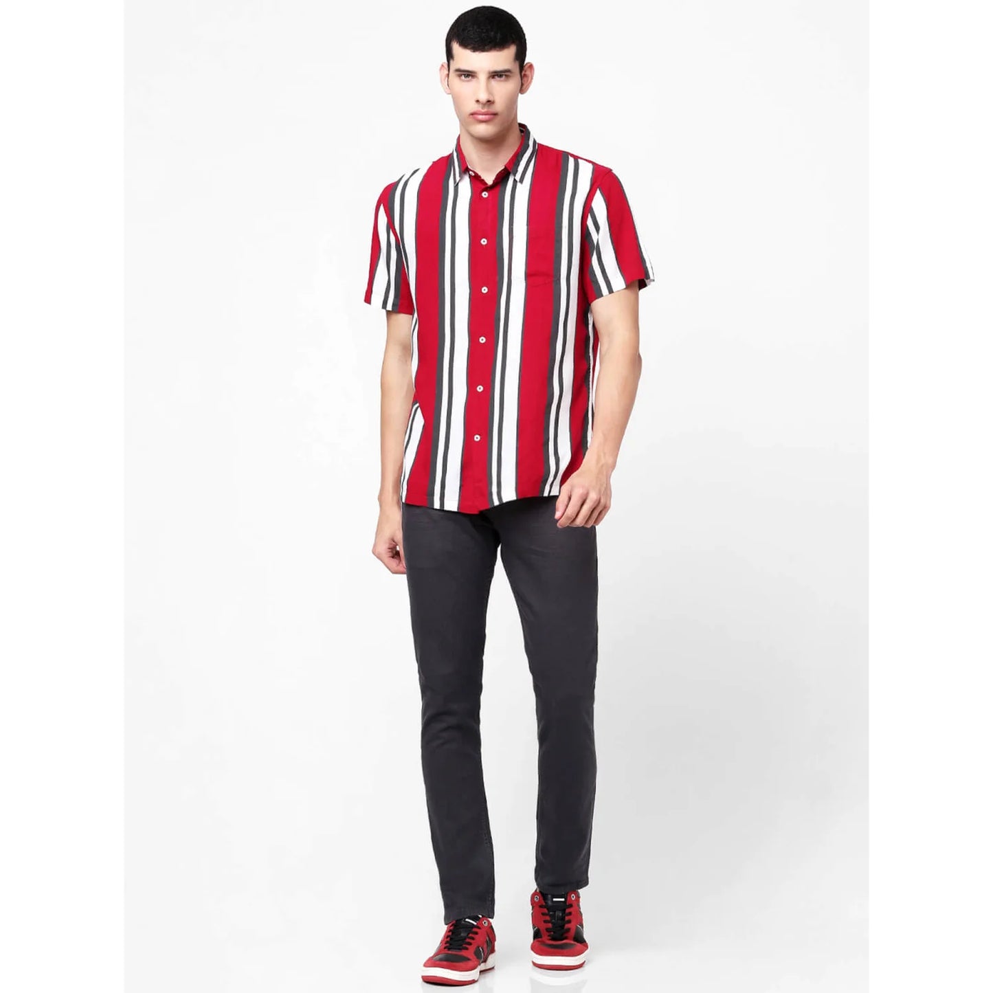 Red Striped Viscose Shirt