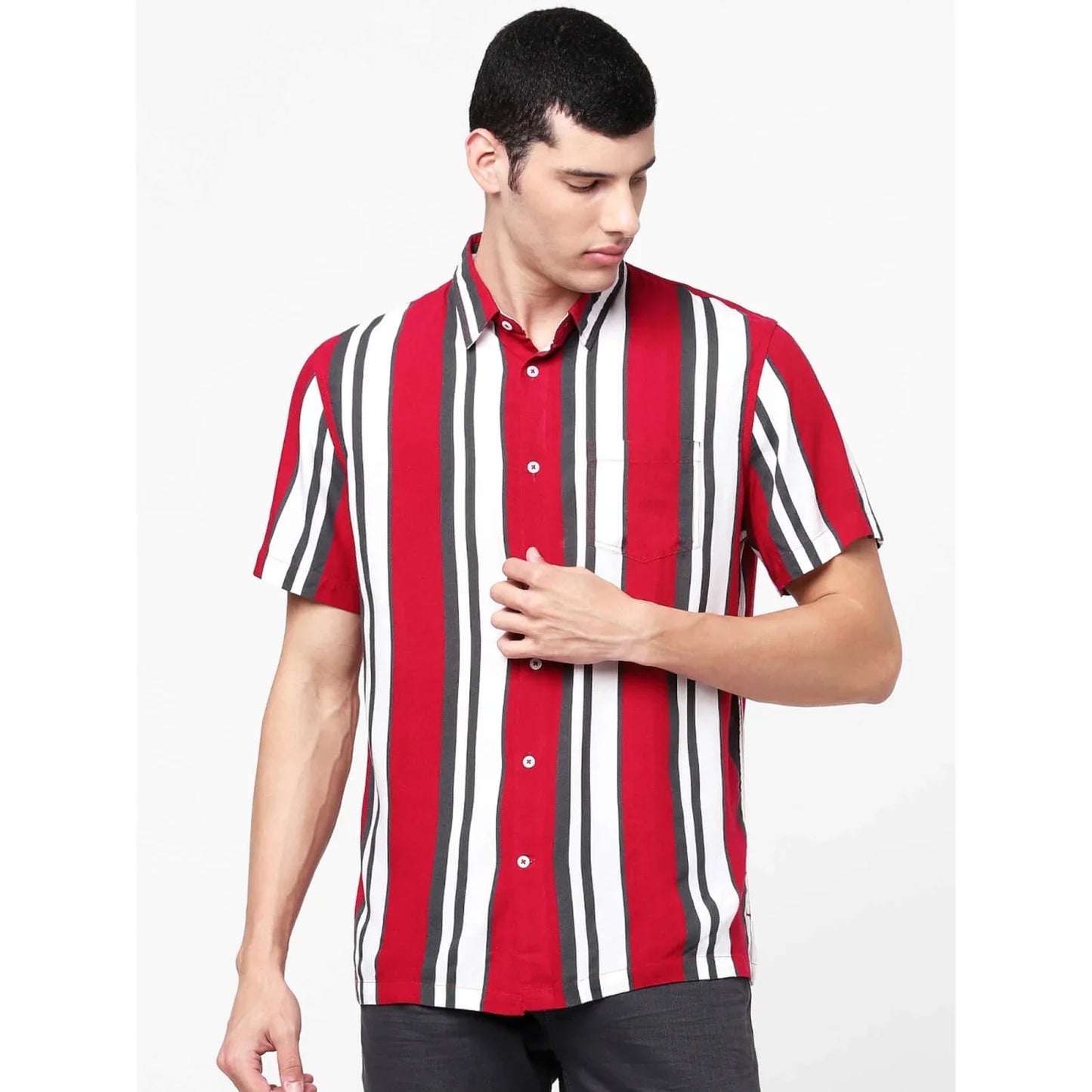 Red Striped Viscose Shirt