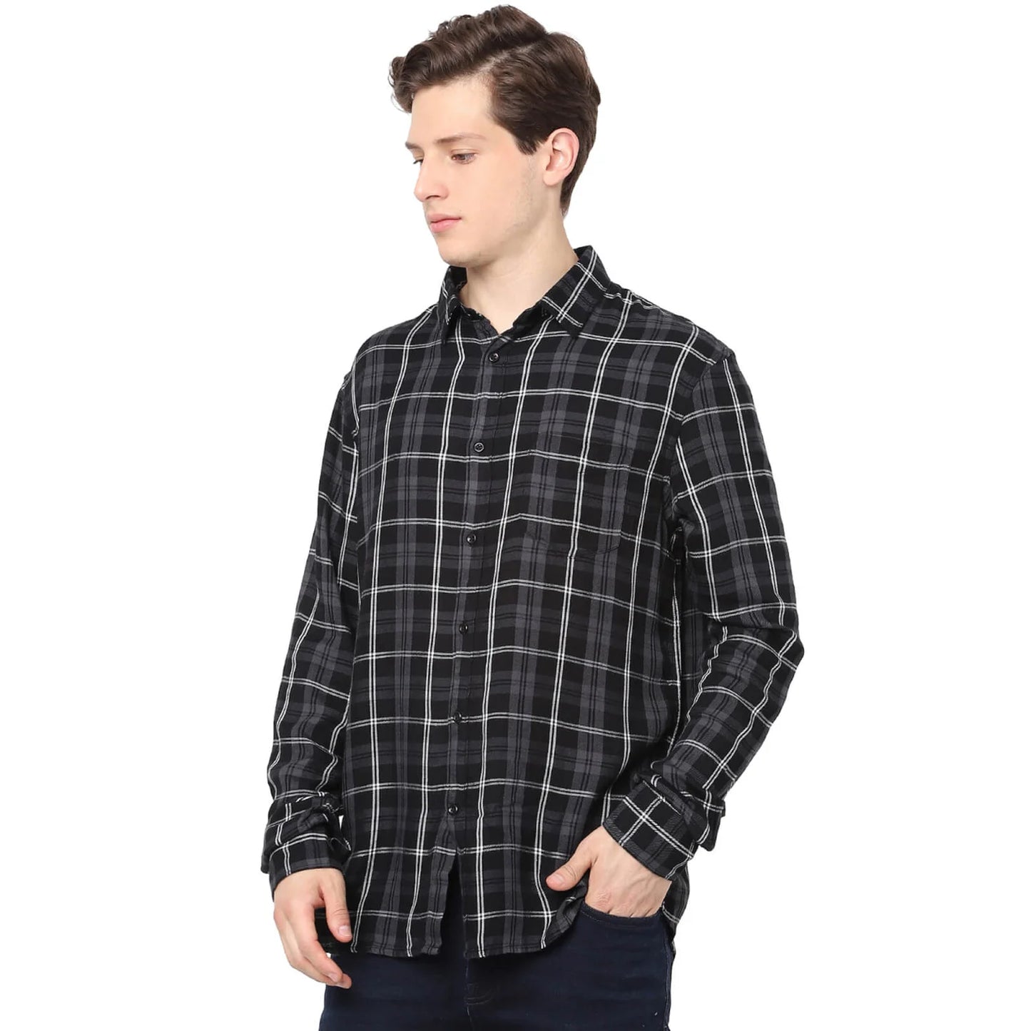 Black Checks Viscose Shirt