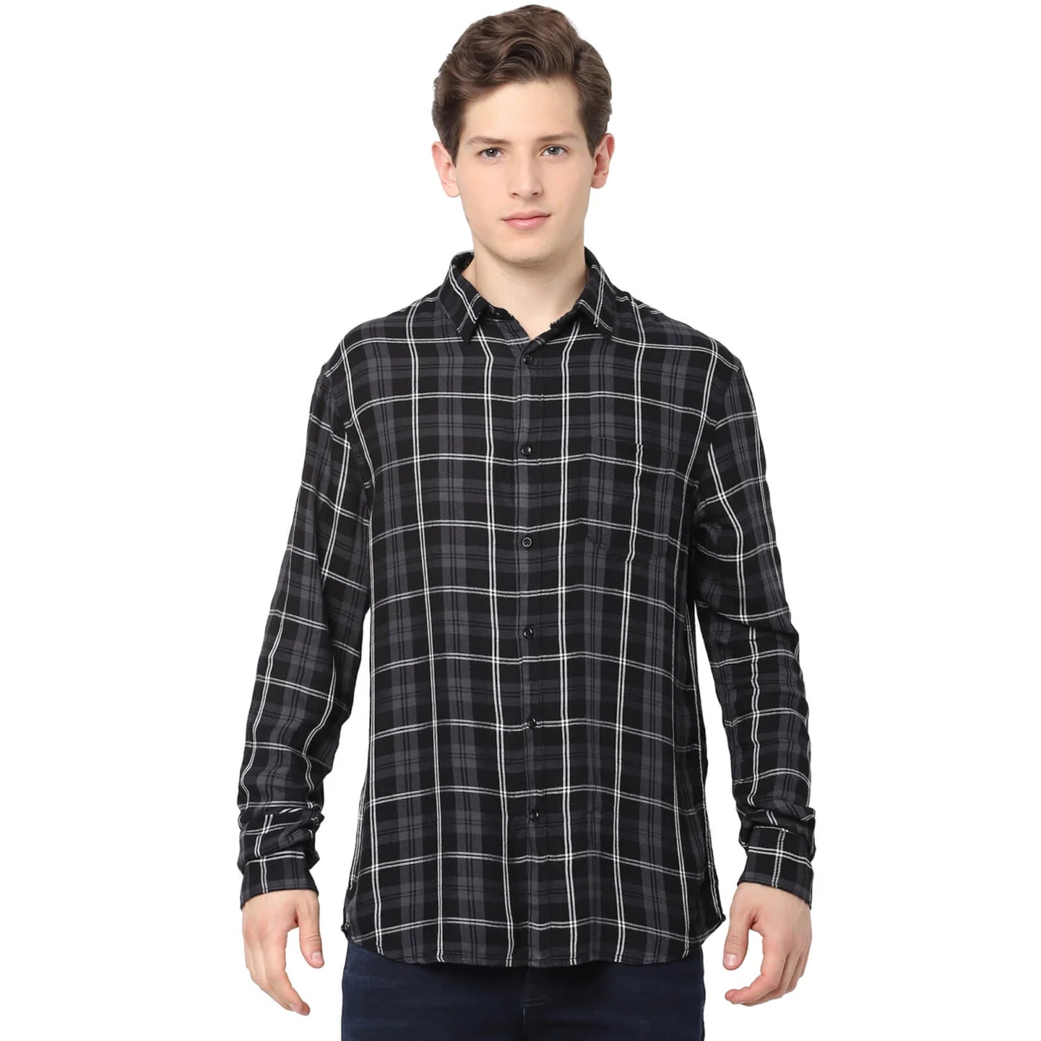 Black Checks Viscose Shirt