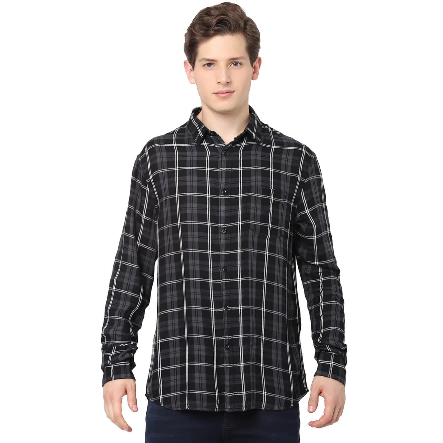 Black Checks Viscose Shirt