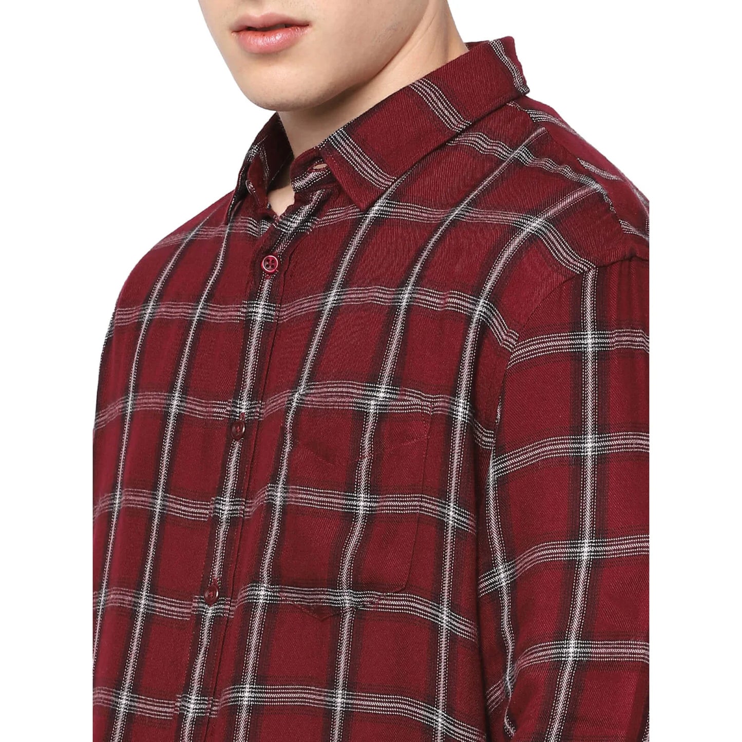 Maroon Checks Viscose Shirt