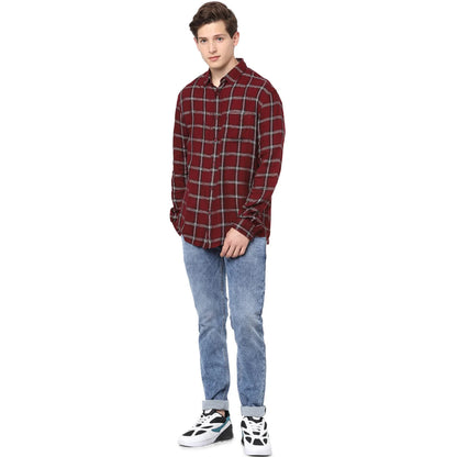 Maroon Checks Viscose Shirt