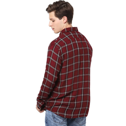 Maroon Checks Viscose Shirt