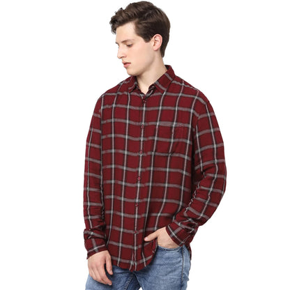 Maroon Checks Viscose Shirt