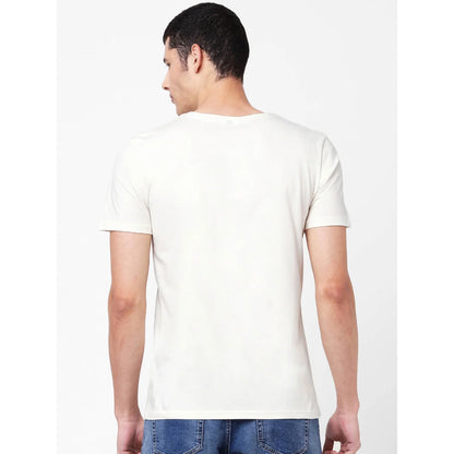 White Printed Cotton T-shirt